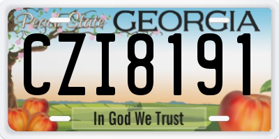 GA license plate CZI8191