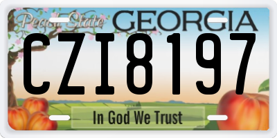 GA license plate CZI8197