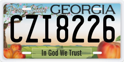 GA license plate CZI8226