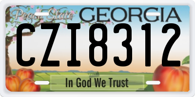 GA license plate CZI8312