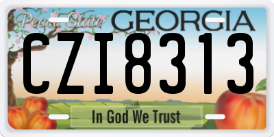 GA license plate CZI8313