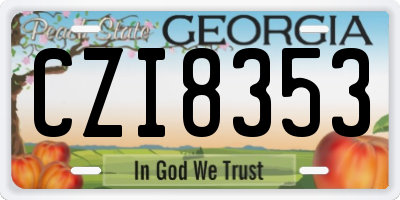 GA license plate CZI8353