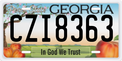 GA license plate CZI8363