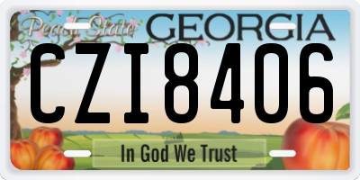 GA license plate CZI8406