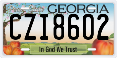GA license plate CZI8602