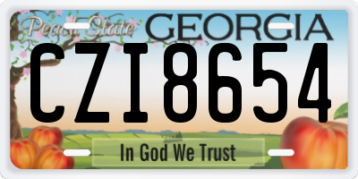 GA license plate CZI8654