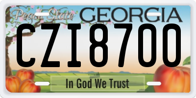 GA license plate CZI8700
