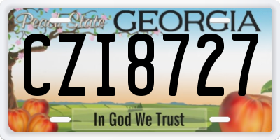 GA license plate CZI8727