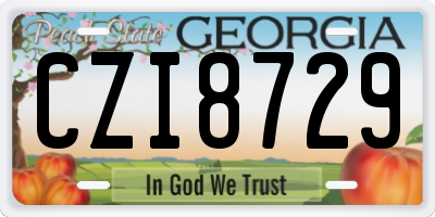 GA license plate CZI8729