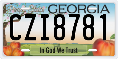 GA license plate CZI8781