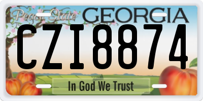 GA license plate CZI8874