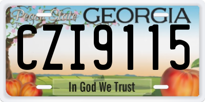 GA license plate CZI9115