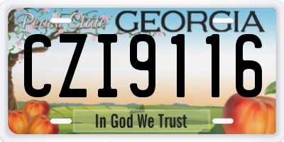 GA license plate CZI9116