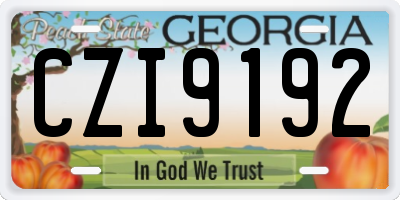 GA license plate CZI9192
