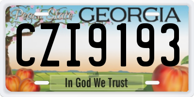 GA license plate CZI9193