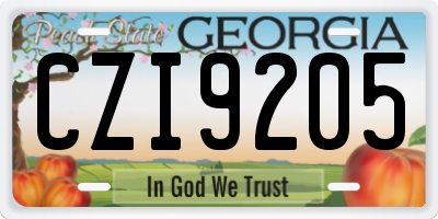 GA license plate CZI9205