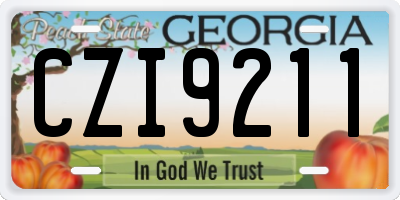 GA license plate CZI9211