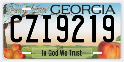 GA license plate CZI9219