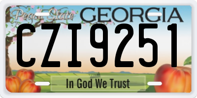 GA license plate CZI9251