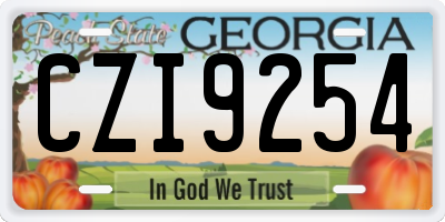 GA license plate CZI9254