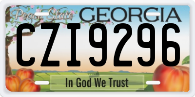 GA license plate CZI9296