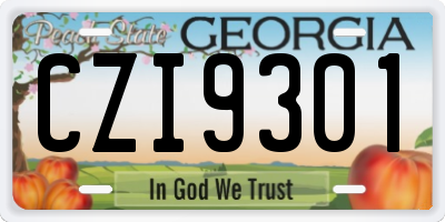 GA license plate CZI9301