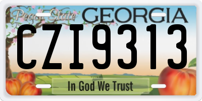 GA license plate CZI9313