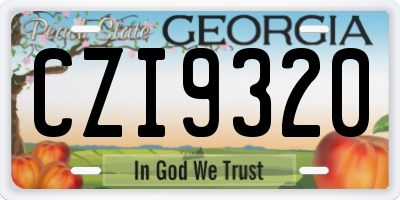 GA license plate CZI9320