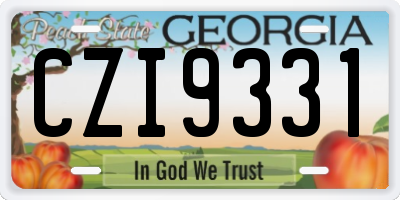 GA license plate CZI9331