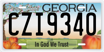 GA license plate CZI9340