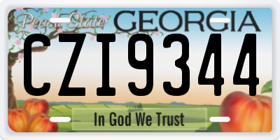 GA license plate CZI9344