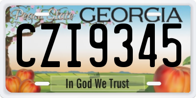 GA license plate CZI9345