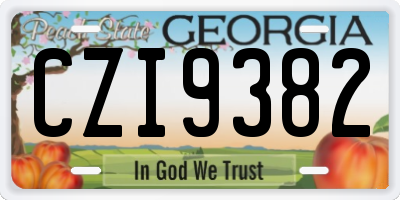 GA license plate CZI9382