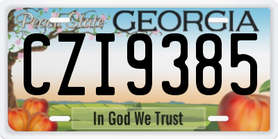 GA license plate CZI9385
