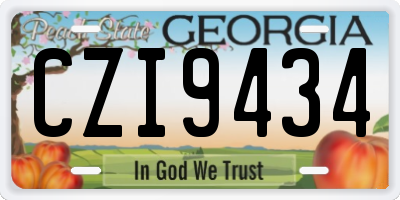 GA license plate CZI9434