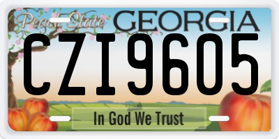 GA license plate CZI9605