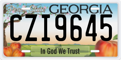 GA license plate CZI9645