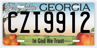 GA license plate CZI9912