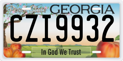 GA license plate CZI9932