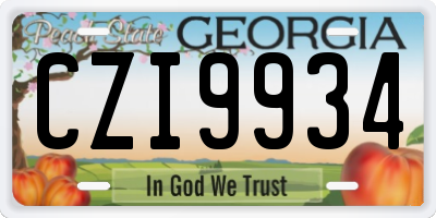 GA license plate CZI9934