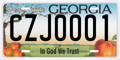 GA license plate CZJ0001