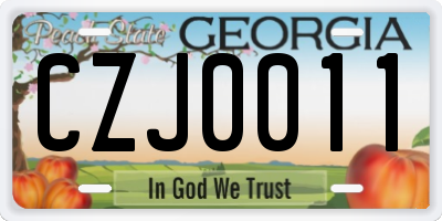 GA license plate CZJ0011