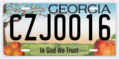 GA license plate CZJ0016