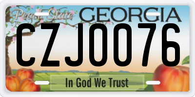 GA license plate CZJ0076