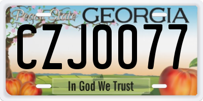 GA license plate CZJ0077
