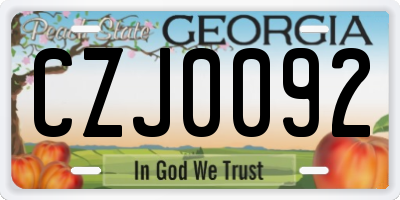 GA license plate CZJ0092