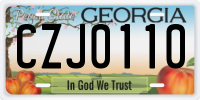 GA license plate CZJ0110