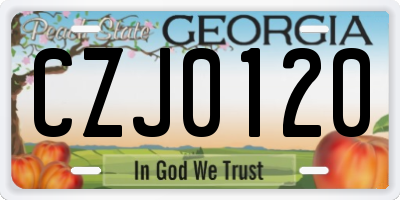 GA license plate CZJ0120