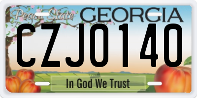 GA license plate CZJ0140