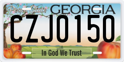 GA license plate CZJ0150
